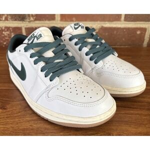 Nike Air Jordan 1 Low Shoes Womens Size 7 White Green Sneakers CZ0775-133